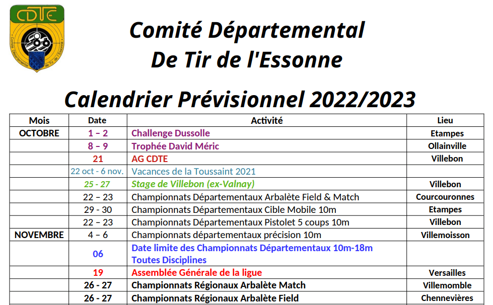 Calendrier Comité Départemental Version V5
